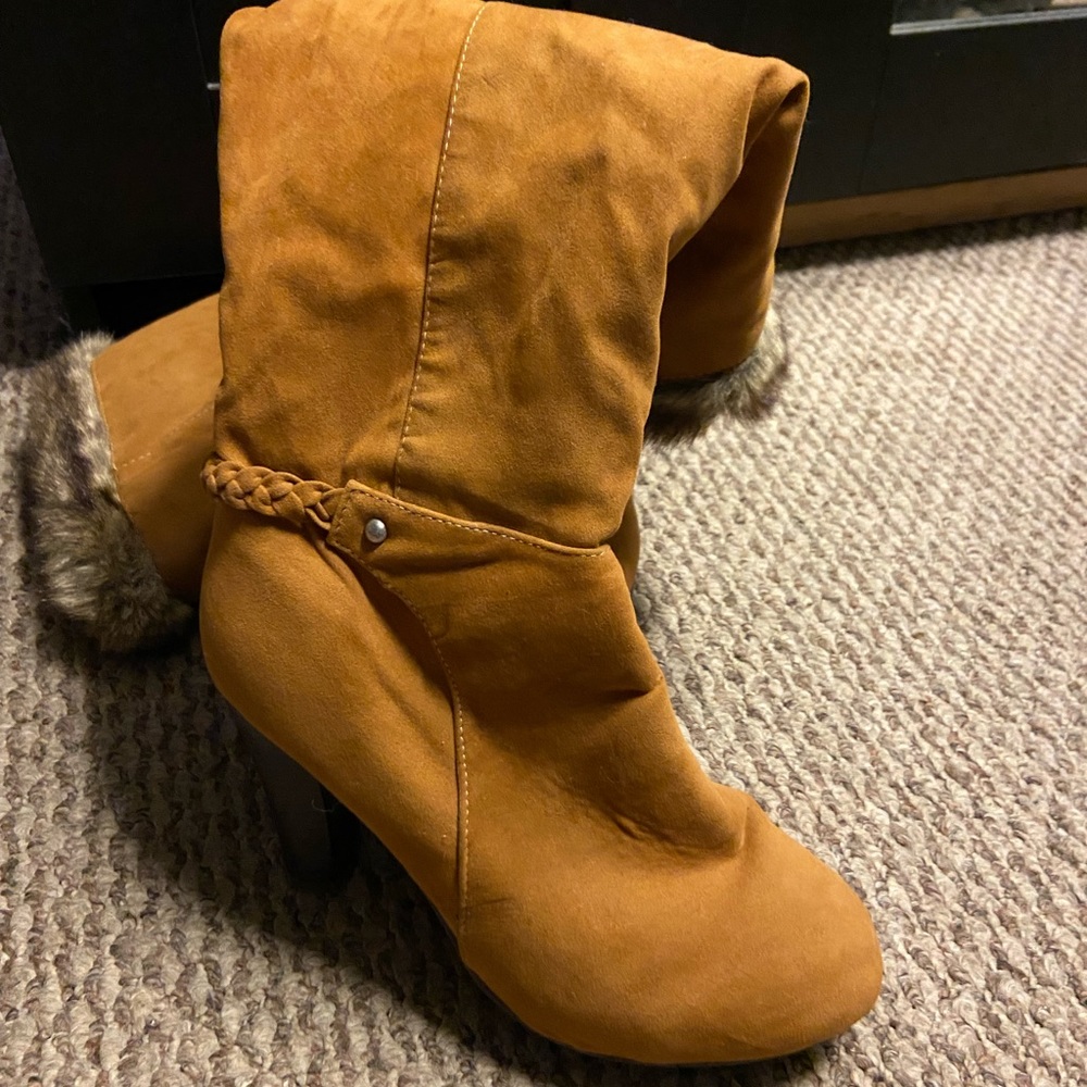 Brown Fur Riding Boots